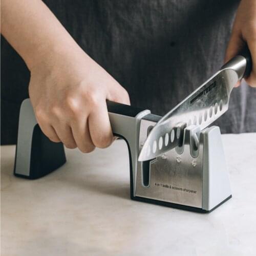 Knife Sharpener 4 in 1 Diamond Coated&Fine Steel Whetstone Kitchen Knives Sharpening Grindstone Grinder Stone Tools