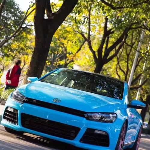 TSAUTOP 1.52x18m air free bubbles Super Glossy whole car wrap self adhesive vinyl Medium Blue