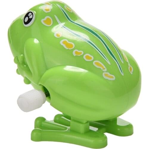 Wind up Toy Green Frog Plastic Jumping Outdoor Animal Classic Educational Clockwork Toys 1 pcs