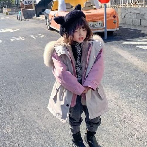 MENINA BONITA Long Waterproof Parka Natural Rabbit Fur Coat Winter Jacket Girls Real Fox Fur Collar Hooded Warm Child Outerwear
