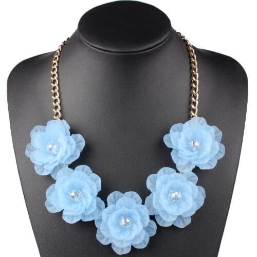 Claire Jin Fresh Crystal Short Fashion Women Jewelry Choker Necklaces Five flower Necklace Popular Party Accessory