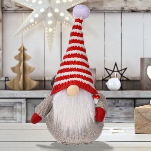 1pcs Christmas Rudolph Doll Ornaments Striped Knitted Hat Dwarf Doll Decoration