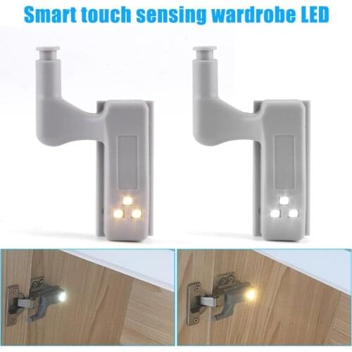 1pc Sensor Closet Light Hinge Light Smart Touches Sensing Hinge Lamp 3 Led Under Cabinet Light Hinges For Kitchen Cabinets