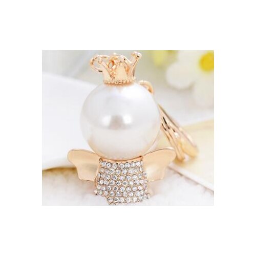 10pcs/lot Rhinestone Pear Crown Angel Keychain Women Bag Charm Handbag Decorations Car Key Chain Ring