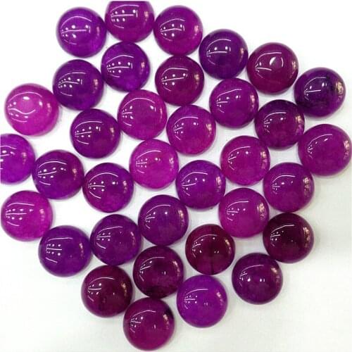 100Pcs 12x5mm Wholesale Purple Malay Jade Round Cab Cabochon DIY Jewelry Making Accessories M147