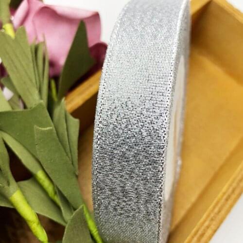 15mm Metallic Glitter Ribbon Gift Package Ribbons Wrapping Decoration Christmas DIY Handmade Accessories 25yards /roll silver