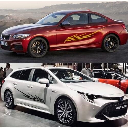 2pcs Auto Side Body Vinyl Decals Funny Sport Racing Tuning Graphics Decals Car Styling Accessories 180x28cm