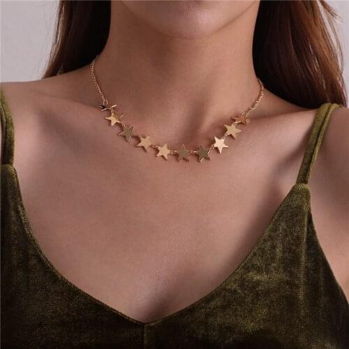 2020 Trendy Star Choker Necklace For Women,Gold Star Chain Chokers Bohemian Jewelry,Famale Fashion Gift