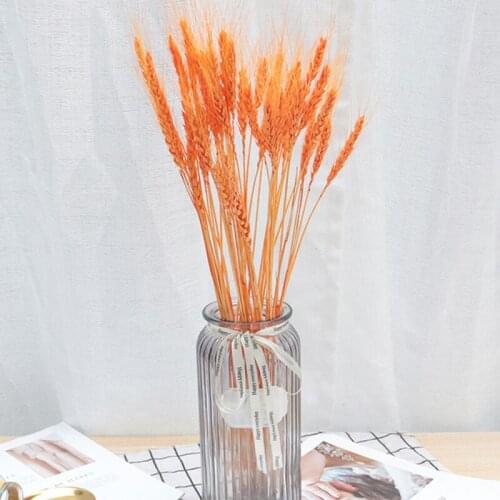 25pcs Home Decor Dried Flower Bouquet Orange Wheat Rye Bunch Wedding Party Artificial Festive & Party Supplies