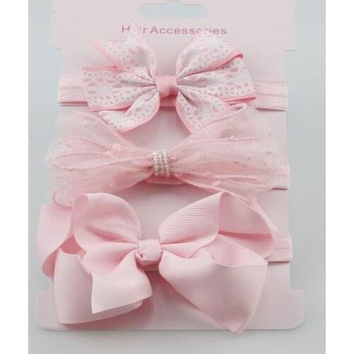 3-Piece Girl Hair Band Sets Bowknot Headband Flower Kids Hair Ribbon Solid Color Children Hair Accessories Children Hair Girls