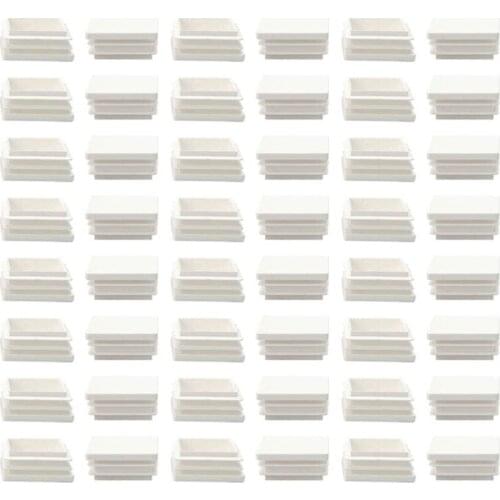 48pcs Plastic Square Ribbed Tube Inserts End Cover Cap Furniture Feet Floor Protector