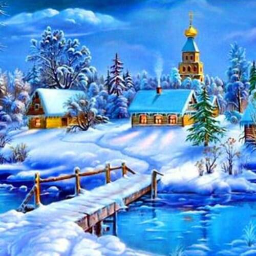 5D DIY Diamond Painting Square/Round Diamond Landscape Painting Snow Scenery Beauty Picture Cross Stitch Embroidery Decor WG2977