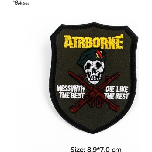 Army Airborne Badge Skull Patches for Cloth Iron on Appliques Stripes Stickers for Cloth Jacket Backpack Decoration