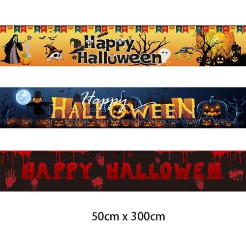 Halloween Party Banner Witch Castle Pumpkin Head Bloody Hand Hanging Flag Party Decor Holiday 50X300Cm Festival New Style 2021