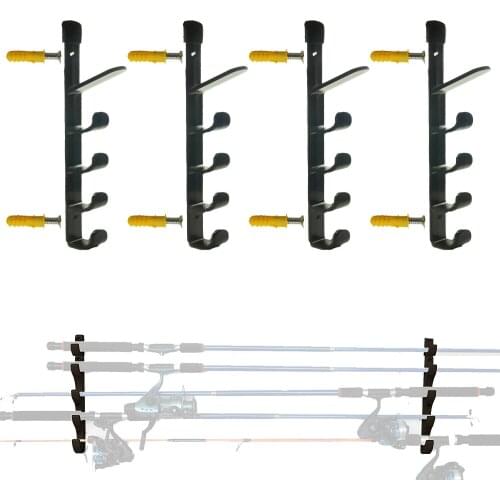 4pcs/lot Fishing Rod Holder / Rack - Wall mounted 10 Rods Pole Stand Shelf Tackle Holder