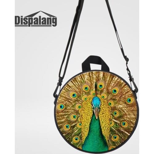 Dispalang Beautiful Peacock Print School Bags For Girls Women Small Leisure Backpack Animal Kids Shoulder Bag For Lady Round Bag
