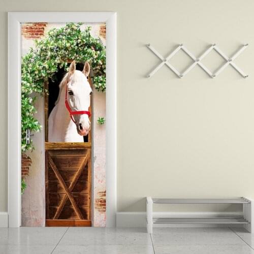 Door Stickers Home Decor White Horse Wall Murals Wall Stickers Wallpaper Decals Home Decoration For Living Room And Bedroom