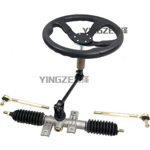 GO KART KARTING ATV UTV Buggy 2.5 Circle Metal Steering Gear Rack Pinion U Joint Tie Rod With 35CM Steering Wheel