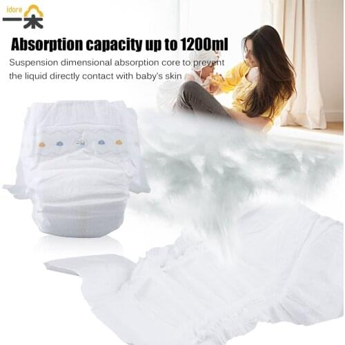 Idore 0.3 Cm Ultra-Thin Large Absorption Capacity 1200ml Breathable 6dtex Non-Woven Fabric Baby Unisex Infant Diaper Nappy Hot