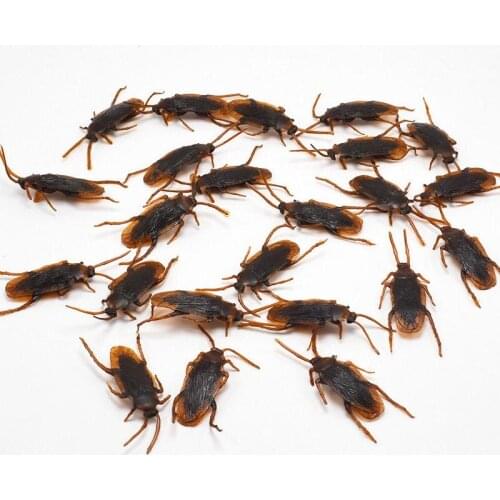 LCLL-12 Pcs Halloween Simulated Plastic Cockroaches Deceptive Props Toy Trick Decor