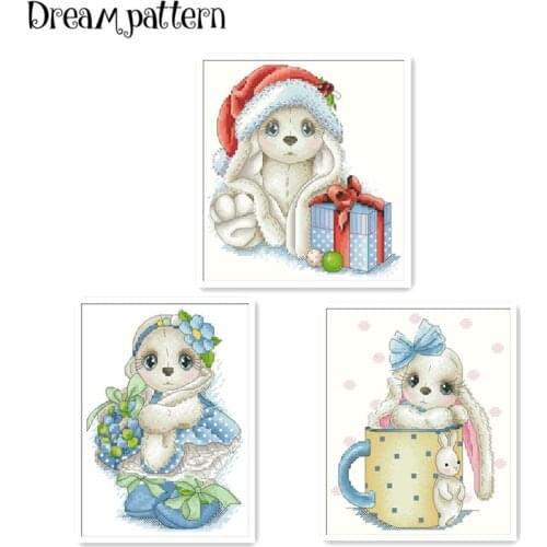 Rabbit in cup cross stitch package cartoon animal 18ct 14ct 11ct cloth cotton thread embroidery DIY handmade needlework
