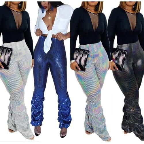 Women Classic Shiny Stacked Leggings Pants High Waist Skinny Trousers Sweatpants Sexy Draped Ruched Pants Streetwear Clothing
