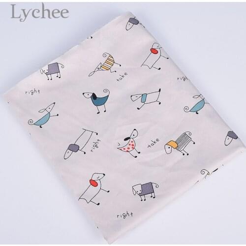Lychee 100cmx160cm Cartoon Dog Printed Cotton Fabric Sewing Cloth Fabric DIY Handmade Materials For Garments