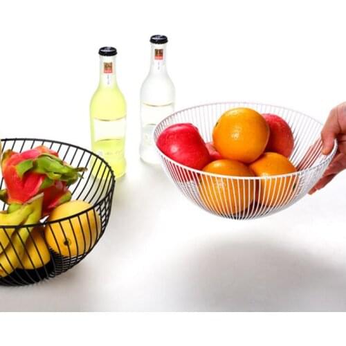 Metal Wire Fruit Plate Kitchen Living Room Storage Basket Kitchen Drain Rack Fruit Vegetable Storage Holder Snack Tray Storage