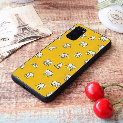 For Samsung Galaxy Indian Baby Elephants Yellow Pattern Soft TPU border Samsung Galaxy Case