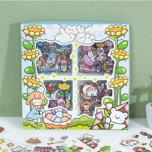 100 pcs/box Cute girl Garden Decorative PVC Sticker Scrapbooking diy Stick Label Diary Stationery Album Journal Stickers