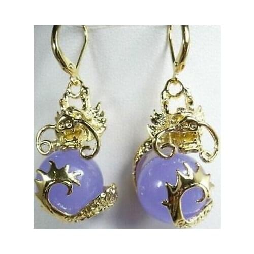 Fancy 12mm Amethyst dragon 18KGP earrings
