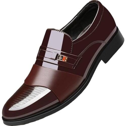 2021 New Mens Leather Shoes Fashion Business Formal Wear One-step Leather Shoes Business Casual Soft Bottom Non-slip Dress