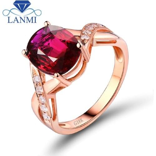 NEW!!! Fantastic Natural Tourmaline Ring With Diamond In 18Kt Rose Gold Engagement Jewelry WU264