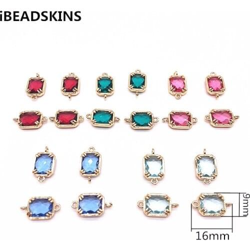 New arrival! 16x9mm 50pcs/lot Copper Material with Crystal rectang-shape charm for earring Parts Jewelry handmade DIY