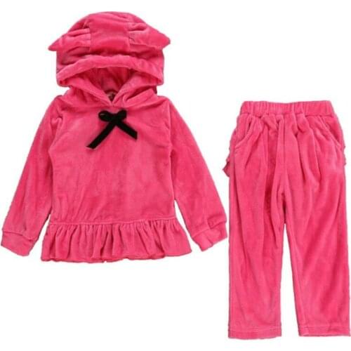 Autumn Winter Lovely Toddler Baby Girls Clothes Sets Hooded Set+Ruffles Pants