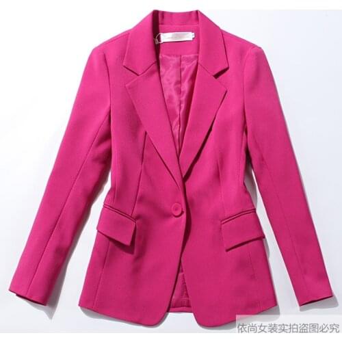 Red pink white purple blue black Rose Red Casual Blazer women New Fashion Long Sleeve Business Blazer women coat