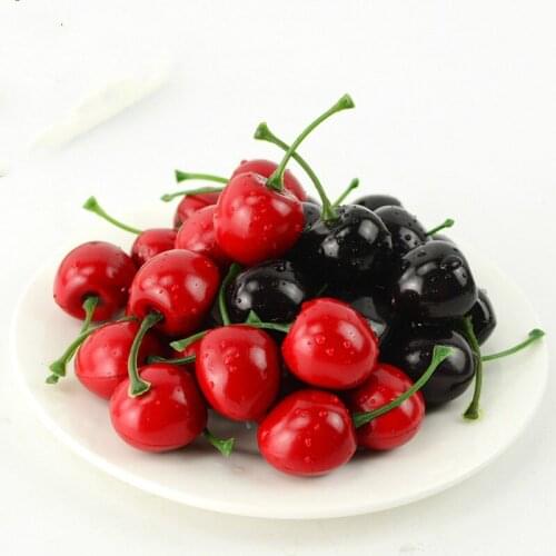 Simulation Cherry Plastic Model Table Display Home Decorate Photography Props Plastic Crafts Miniatures 20 Pcs/lot