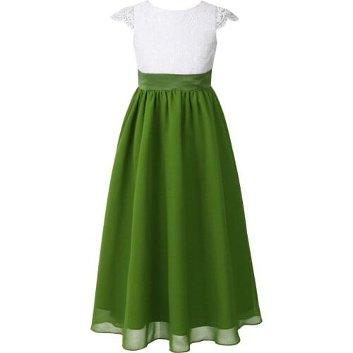 Princess Flower Girl Dress Summer Chiffon Lace Wedding Birthday Party Dresses For Girls Childrens Costume Teenager Prom Dress