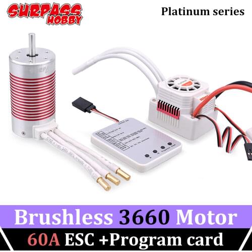 SURPASS HOBBY Platinum 3660 Brushless Motor 3300KV 3800KV 4300KV 60A ESC Program Card Waterproof Combination for 1/10 RC Car