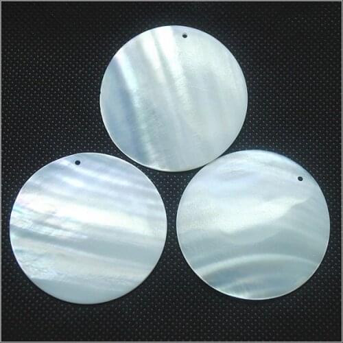 5pcs White Shell Pendants Round Shape Mother Of Pearl Women Jewelry 20mm 40mm 50mm 60mm Natural Freshwater Cutting