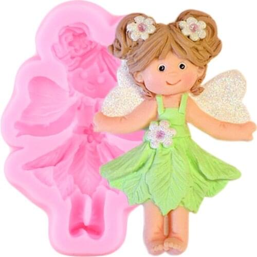 Angel Girl Silicone Mold DIY Baby Birthday Party Cupcake Topper Fondant Cake Decorating Tools Chocolate Clay Candy Moulds