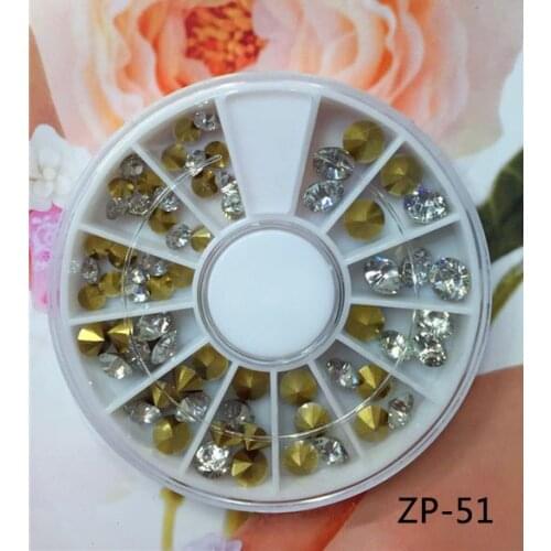 SS6 -SS16 Colorful Cone Style Manicure Multi-size 1*Wheel Top Sharp 3D Tips Studs Shine Rhinestone Crystal Nail Art Glitter