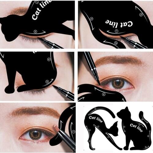 2Pcs Cat Line Pro Eye Makeup Tool Eyeliner Stencils Template Shaper Model Women Makeup Cosmetic Tools Accesoires maquiagem