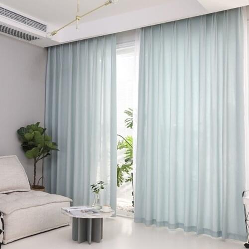 Chicity Modern Solid Color Tulle Curtains For Living Room Bedroom White Sheer Curtains For Window Semi-shading Curtains