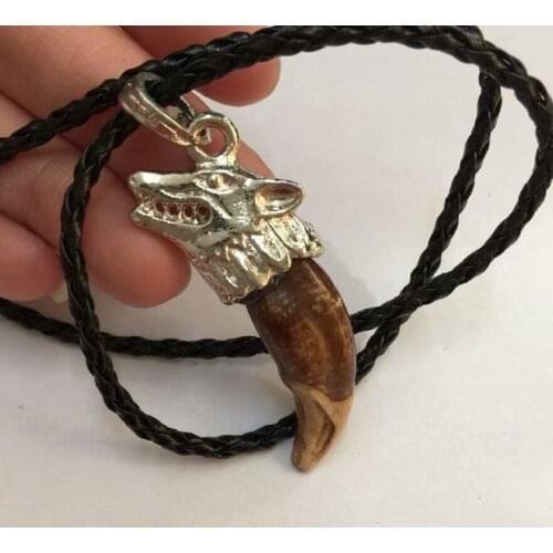 20 pcs Unique Wolf Head Tooth Necklace Mens Biker Jewelry
