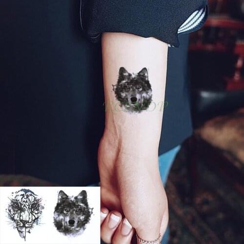 Waterproof Temporary Tattoo Sticker animal wolf tiger Tatto Flash Tatoo Hand Wrist Foot Arm Neck Fake Tattoos For Men Women