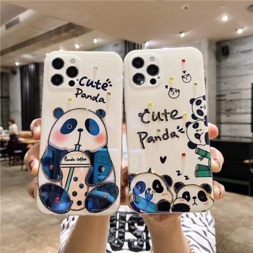 Funny Animal panda Pattern Silicone Phone Case for IPhone 12 Pro Max 11 Pro XR XS Max 8 7 Plus SE Blu ray TPU Shockproof Shell