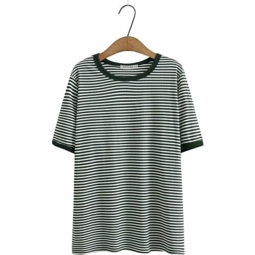 Plus size striped cotton pit strip women T-shirt 2021 fashion summer t shirt short sleeve O Neck ladies tee shirt femme