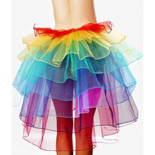 Colorful TUTU Skirt For Female Mesh Rainbow Stage Performance Bubble Fluffy Pettiskirt For Woman Sexy Lingerie Hot Selling T1153