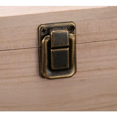10pcs 25*37MM Antique hasp latch Iron toggle buckle for wooden jewelry box Suitcase Decorative Padlock Hardware Accessories